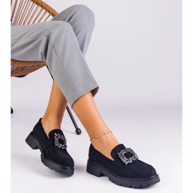 Mocasines de mujeres negras de Ekozamsz con una elegante decoración negro 1