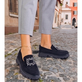 Mocasines de mujeres negras de Ekozamsz con una elegante decoración negro 4