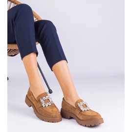 Mocasines de mujeres marrones de Ekozamsz con una elegante decoración marrón 3