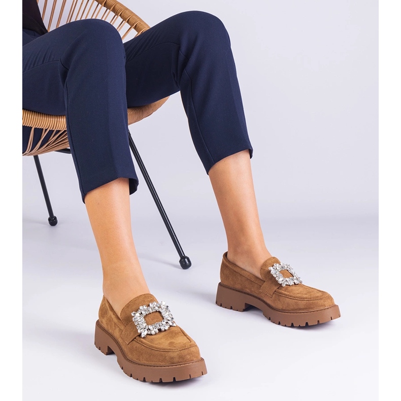 Mocasines de mujeres marrones de Ekozamsz con una elegante decoración marrón 1