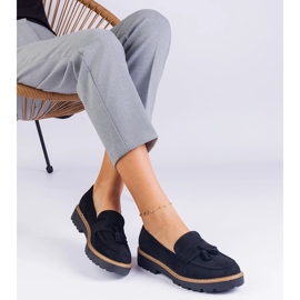 Mocasines de mujeres negras de Ekozamsz con flecos negro 1