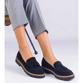 Mocasines de mujeres negras de Ekozamsz con flecos negro 2