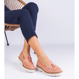 Mocasines de mujer rosa de Ekozamsz con flecos rosado 2