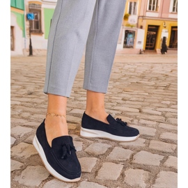 Mocasines de mujeres negras en la plataforma con flecos negro 5