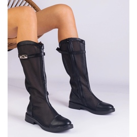 Botas negras de malla alta negro 1