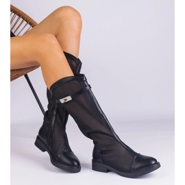 Botas negras de malla alta negro 3