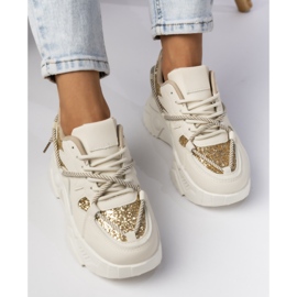 Zapatillas deportivas femeninas beige-oro 3