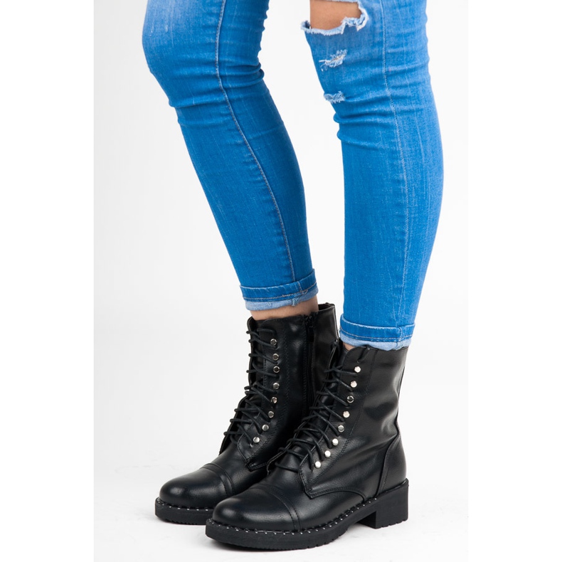 Anesia Paris Botines negros atados 1