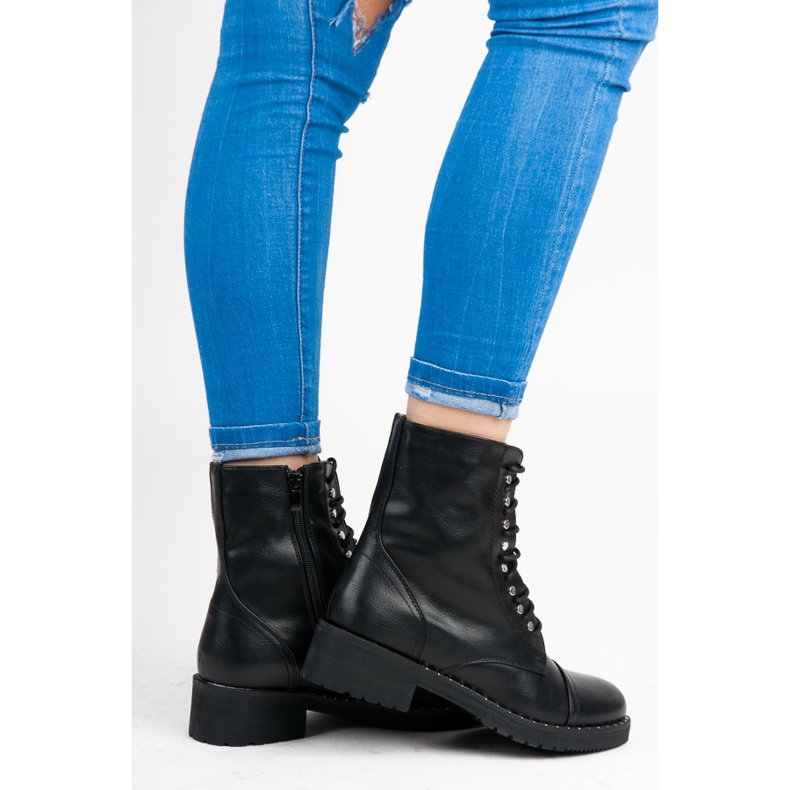 Anesia Paris Botines negros atados 2