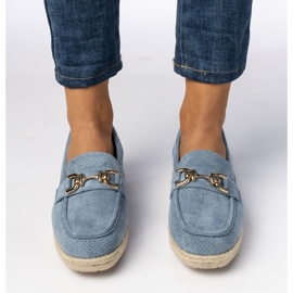 Mocasines de mujer perforados con una decoración azul 3