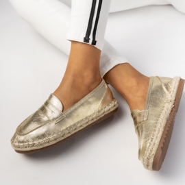 Mocasines metálicos de oro de las mujeres de las mujeres dorado 4