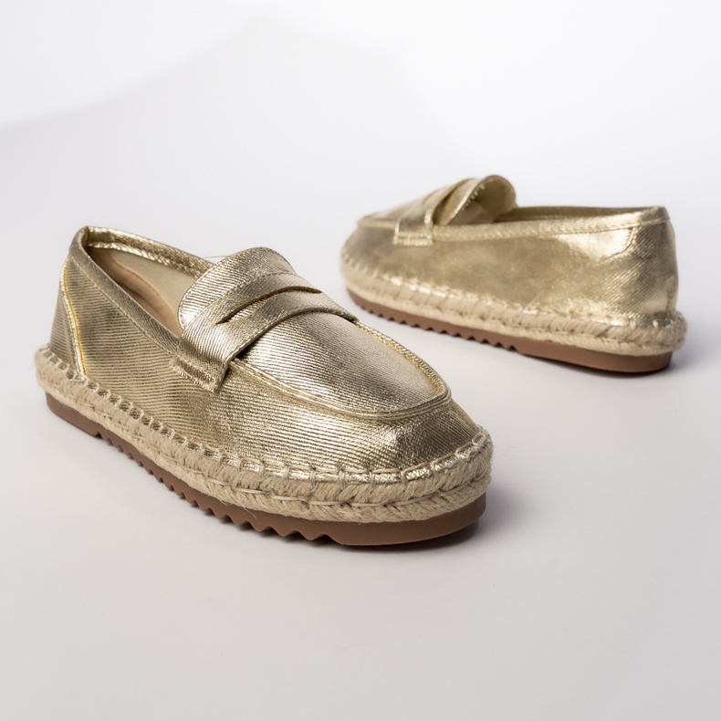 Mocasines metálicos de oro de las mujeres de las mujeres dorado 1