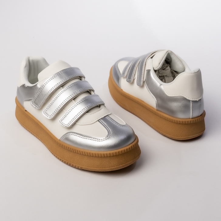 Zapatillas deportivas femeninas plateadas plata 1