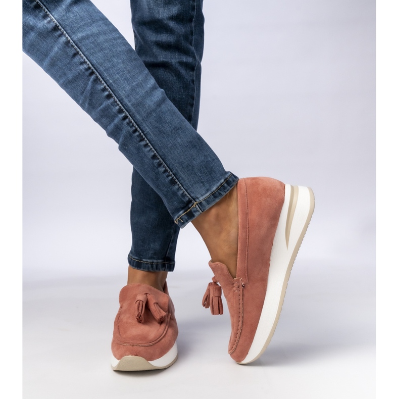 Mocasines con flecos rosados para mujeres 1 Mocasines con flecos rosados para mujeres 1