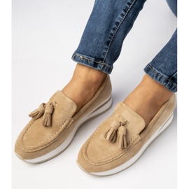 Mocasines para mujeres con telas beige 4