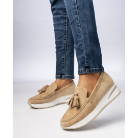 Mocasines para mujeres con telas beige 5