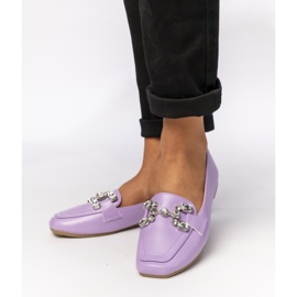 Mocasines de las mujeres con un adorno morado violeta 2