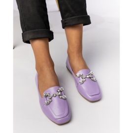Mocasines de las mujeres con un adorno morado violeta 5
