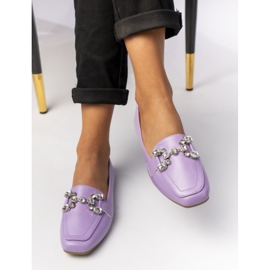 Mocasines de las mujeres con un adorno morado violeta 3