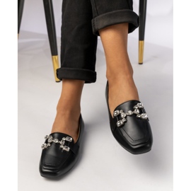 Mocasines de mujer con una decoración plateada negra negro 3