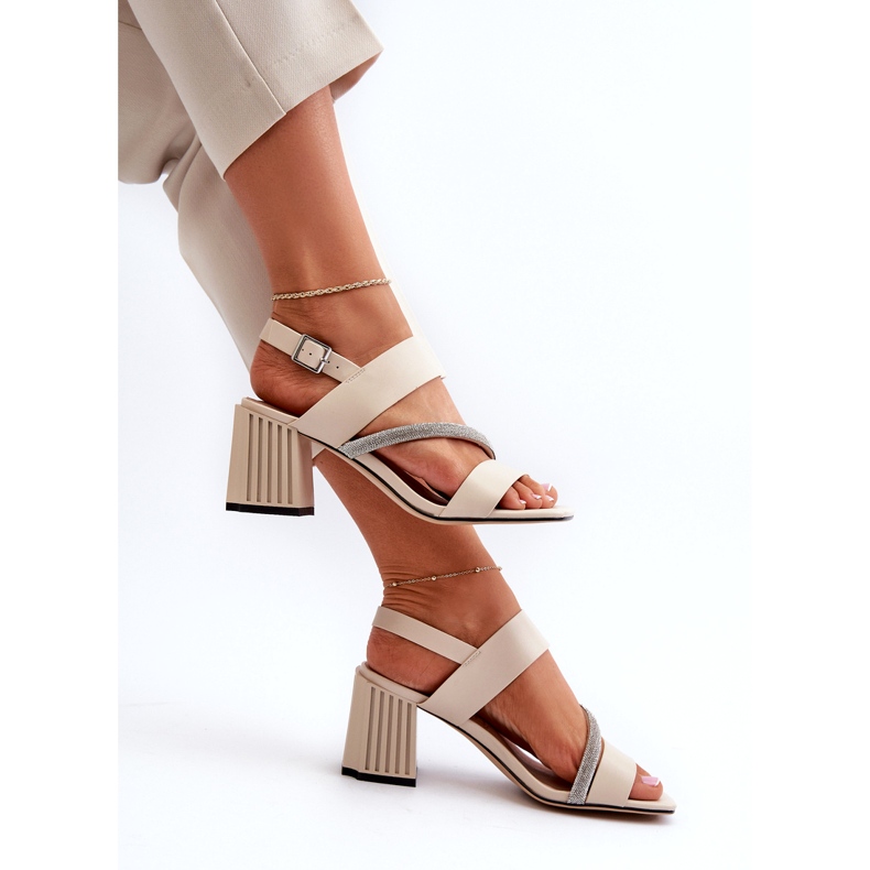 S.Barski Sandalias elegantes para mujeres en el post beige MR38-549 1