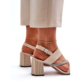 S.Barski Sandalias elegantes para mujeres en el post beige MR38-549 7