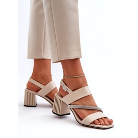 S.Barski Sandalias elegantes para mujeres en el post beige MR38-549 6