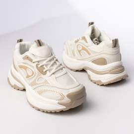 Zapatillas de deporte deportivo de beige femenino blanco 1
