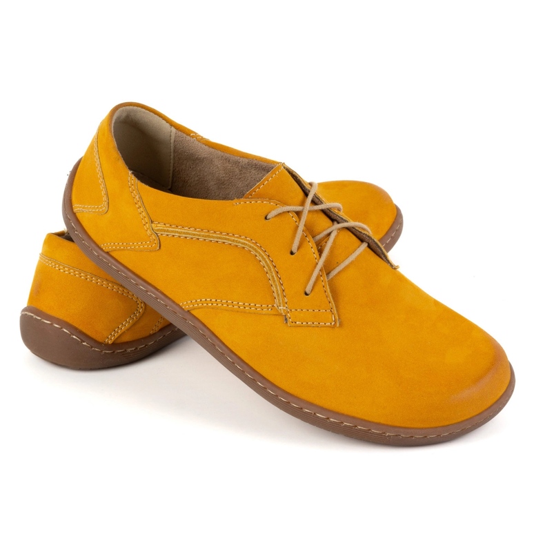 Olivier Zapatos de cuero minimalista de mujer descalzo de mujeres 1082 Nubuk mostaza amarillo 1