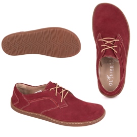 Olivier Zapatos de cuero minimalista de mujeres descalzos 1082 Bordo Nubuk rojo 1