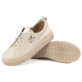 Olivier Zapatillas de cuero para mujeres zapatillas beige 6
