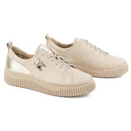 Olivier Zapatillas de cuero para mujeres zapatillas beige 2