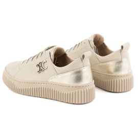 Olivier Zapatillas de cuero para mujeres zapatillas beige 3
