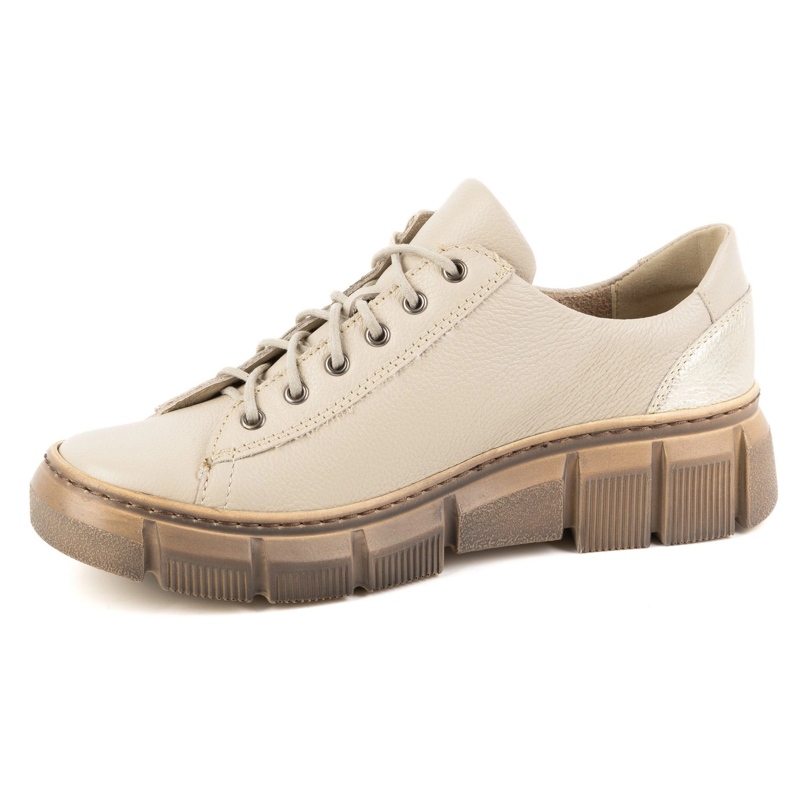 Lace de cuero para mujeres: zapatos Olivier 1223 beige 1