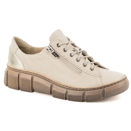 Lace de cuero para mujeres: zapatos Olivier 1223 beige 2