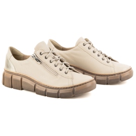 Lace de cuero para mujeres: zapatos Olivier 1223 beige 3
