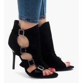 Botas de trabajo atadas de ante negro para mujer 4