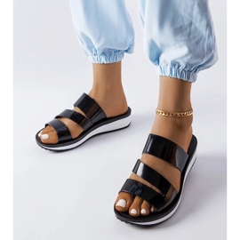 Zapatos elegantes con cordones de mujer en charol negro 2