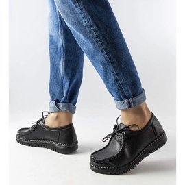 Marroquinería negra para mujer con suela gruesa, piel natural. negro 2