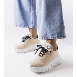 Botines de mujer de piel beige con plataforma, botas aislantes fabricadas en piel natural 1