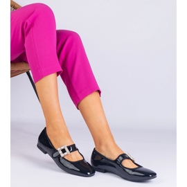Ballerinas barnizadas negras decoradas con una hebilla negro 3