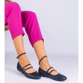 Bailarinas negras hechas de eco -leather con hebillas negro 3