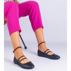 Bailarinas negras hechas de eco -leather con hebillas negro 1