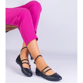 Bailarinas negras hechas de eco -leather con hebillas negro 2