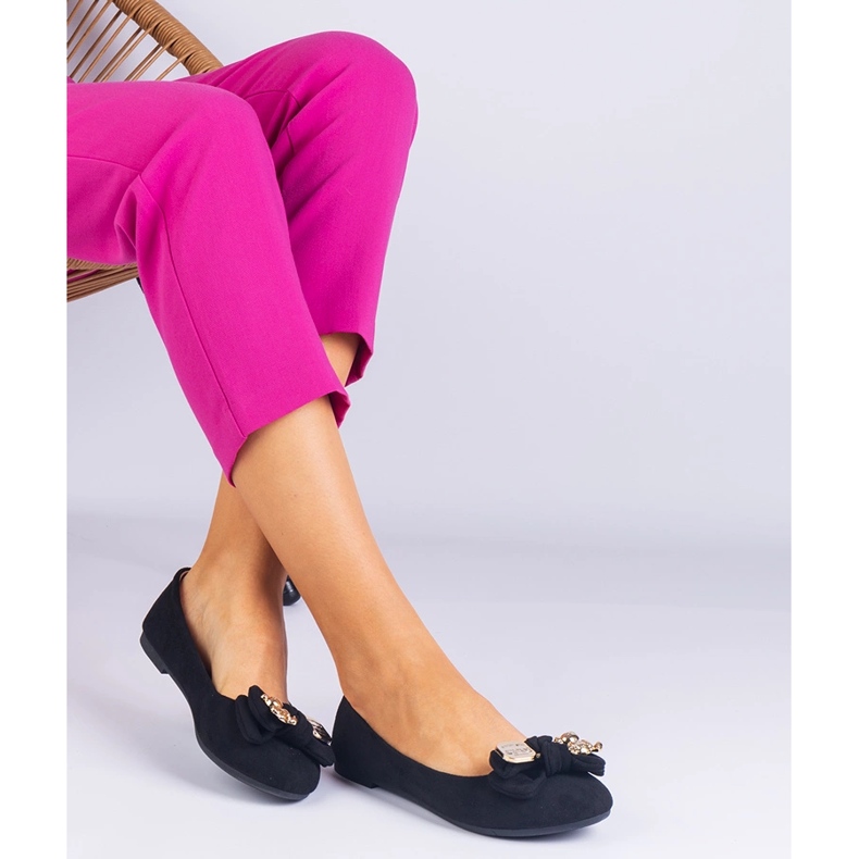 Bailarinas clásicas negras con arco negro 2