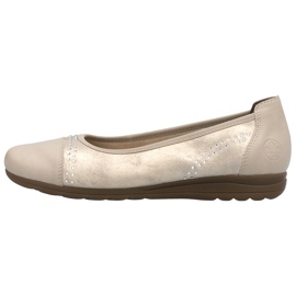 Ballerinas de cuero para mujeres con circonitos cómodos de oro/beige Rieker L9353-62 2