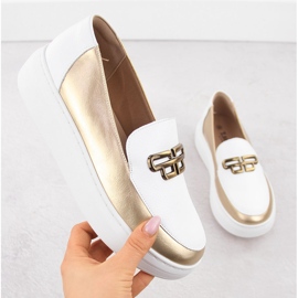 Zapatos de cuero para mujeres en la plataforma White Gold T.Sokolski W25-499 blanco 1