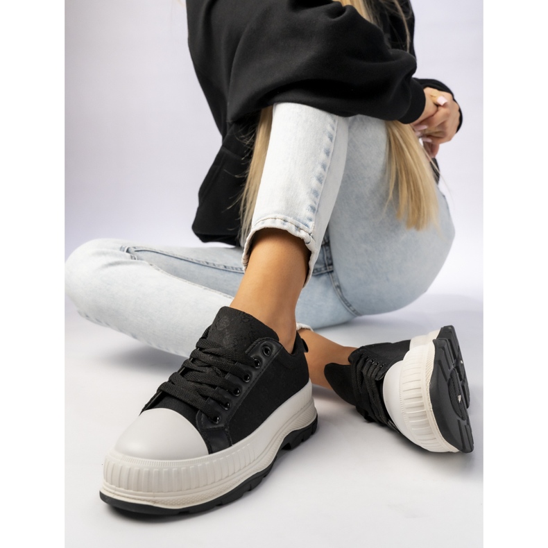 Zapatillas de deporte femeninas en la plataforma negra negro 1