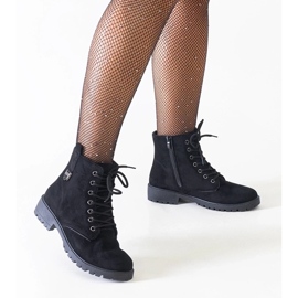 Salón de tacón bajo de ante, zapatos clásicos de tacón bajo de mujer negros 2 Salón de tacón bajo de ante, zapatos clásicos de tacón bajo de mujer negros 2