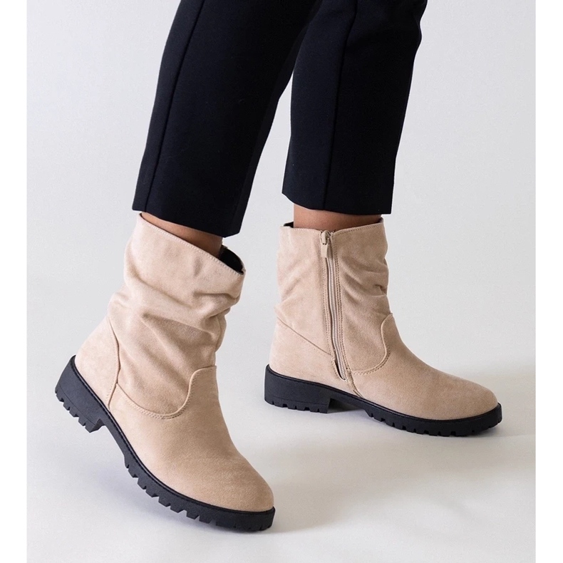 Botas de invierno de mujer trabajadora negras con suela gruesa, botines negros con cremallera 2